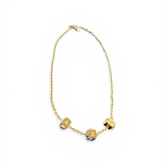 Louis Vuitton: Gold-Plated Swarovski Gamble Necklace Azur - Picture 3 of 8